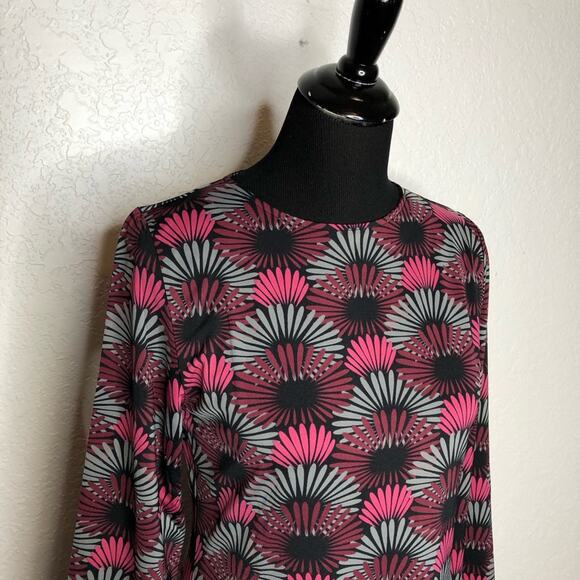 Tracy Negoshian Shelby Layered Flowers black pink gray shift dress Medium NWT - Picture 2 of 14